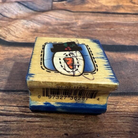 Stitched Snowman Wooden Rubber Stamp Christmas Holiday Craft Scrapbook Card - Picture 5 of 9